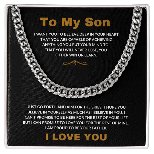 To My Son | I Love You - Cuban Link Chain